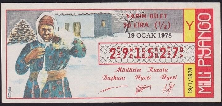 1978 19 Ocak Yarım Bilet - Y Serisi