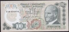 6.Emisyon 1.Tertip 100 Lira B34 410834 Çok Temiz+