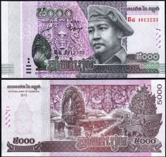 Kamboçya 5000 Riel 2015 Çil Pick 68