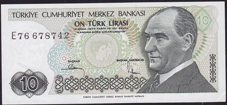 7.Emisyon 2.Tertip 10 Lira E76 678742 Çilaltı Çil