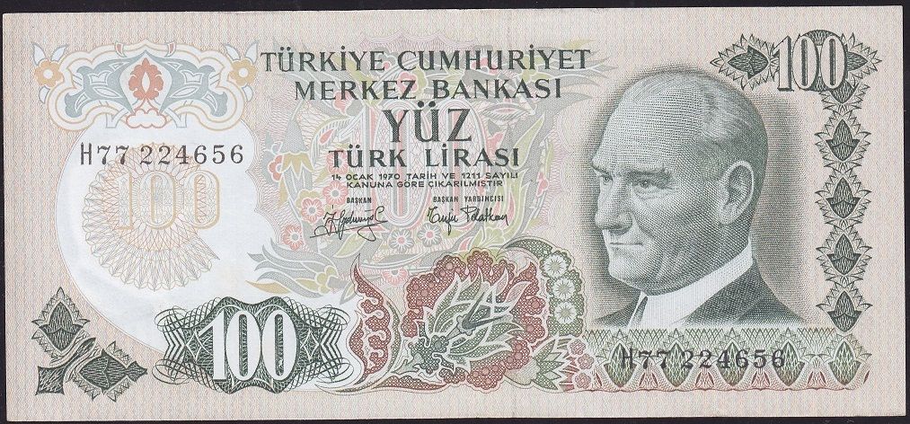 6.Emisyon 2.Tertip 100 Lira H77 224656 Çok Temiz+