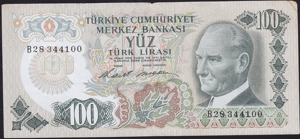 6.Emisyon 1.Tertip 100 Lira B28 344100 Çok Temiz+