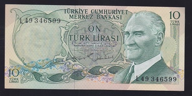 6.EMİSYON 2.TERTİP 10 LİRA L49 346599 ÇİLALTI