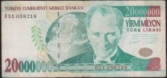 7.EMİSYON 20 000 000 LİRA B51 058218 ÇOK TEMİZ