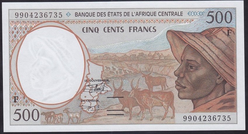 Central African States 500 Frank 1999 Çil (F) Pick 301Ff Central Arfican Republic