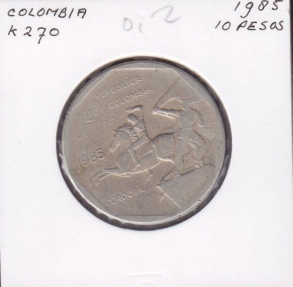 Kolombiya 10 Pesos 1985