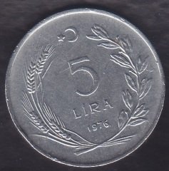 1976 YILI 5 LİRA ( NOKTALI ) eski para mezat