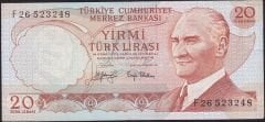 6.Emisyon 3.Tertip 20 Lira F26 523248 Çok Çok Temiz+