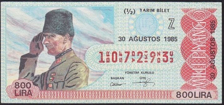 1985 30 Ağustos Yarım Bilet - Z Serisi