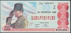 1985 30 Ağustos Yarım Bilet - Z Serisi