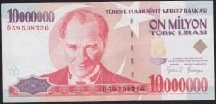7.Emisyon 10.000.000 Lira D59 538726 Çok Temiz+