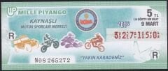 2016 9 Mart Çeyrek Bilet - R Serisi