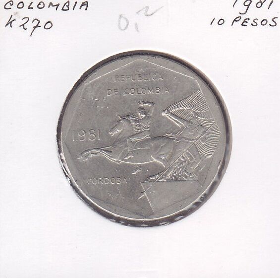 Kolombiya 10 Pesos 1981