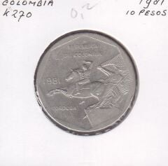 Kolombiya 10 Pesos 1981
