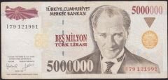 7.Emisyon 5 000 000 Lira I79 121991 Çok Temiz+