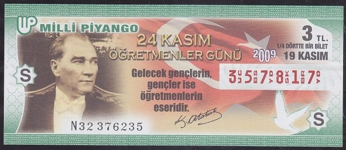 2009 19 KASIM ÇEYREK BİLET - S SERİSİ