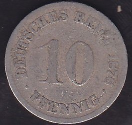 Almanya 10 Pfennig 1876 F