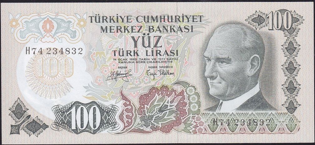 6.Emisyon 2.Tertip 100 Lira H74 234832 Çil
