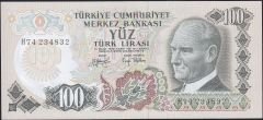 6.Emisyon 2.Tertip 100 Lira H74 234832 Çil