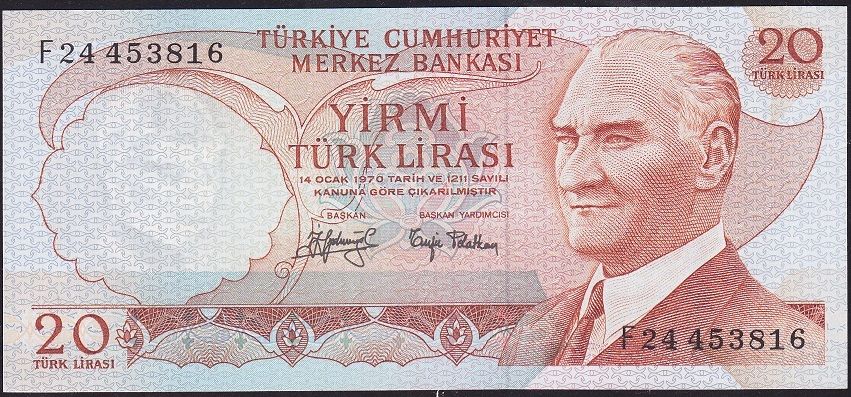 6.Emisyon 3.Tertip 20 Lira F24 453816 Çilaltı