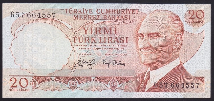 6.EMİSYON 3.TERTİP 20 LİRA G57 664557 ÇİLALTI