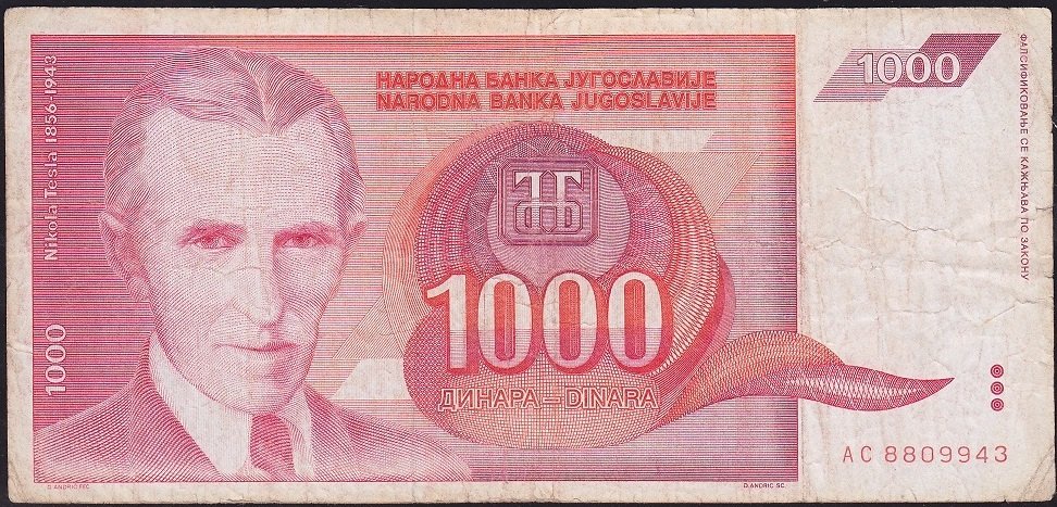 Yugoslavya 1000 Dinar 1992 Temiz+