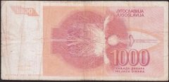 Yugoslavya 1000 Dinar 1992 Temiz+