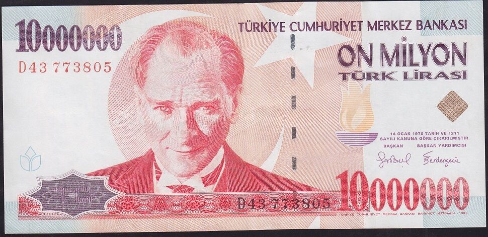7.Emisyon 10.000.000 Lira D43 773805 Çok Temiz+