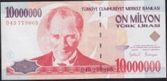 7.Emisyon 10.000.000 Lira D43 773805 Çok Temiz+