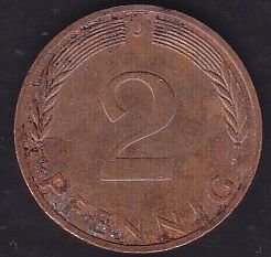 Almanya 2 Pfennig 1974 J