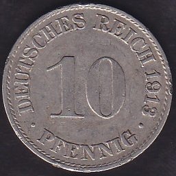 Almanya 10 Pfennig 1913 A