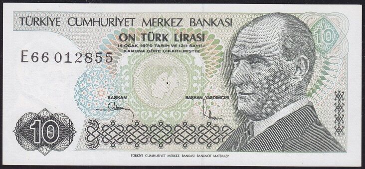 7.Emisyon 2.Tertip 10 Lira E66 012855 Çilaltı Çil