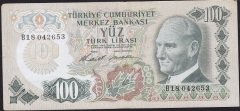 6.Emisyon 1.Tertip 100 Lira B18 042653 Çok Temiz
