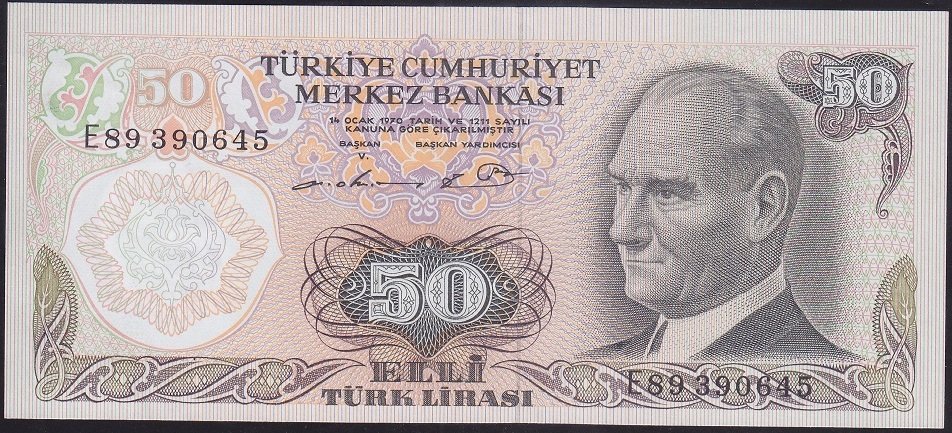 6.EMİSYON 1.TERTİP 50 LİRA E89 390645 ÇİLALTI ÇİL