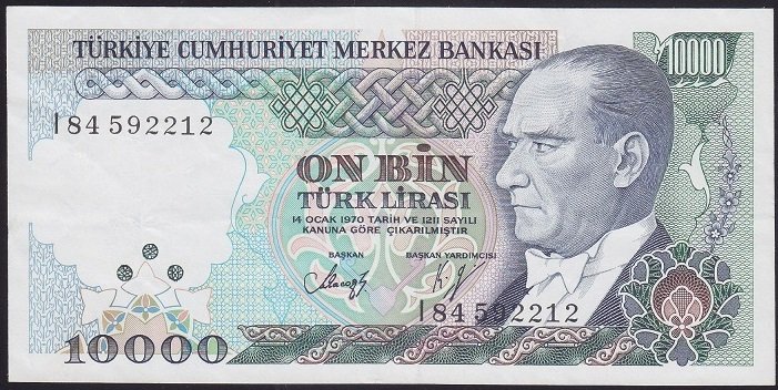 7.EMİSYON 4.TERTİP 10000 LİRA I84 592212 ÇOK TEMİZ +