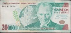 7.EMİSYON 20 000 000 LİRA A09 416614 ÇOK TEMİZ