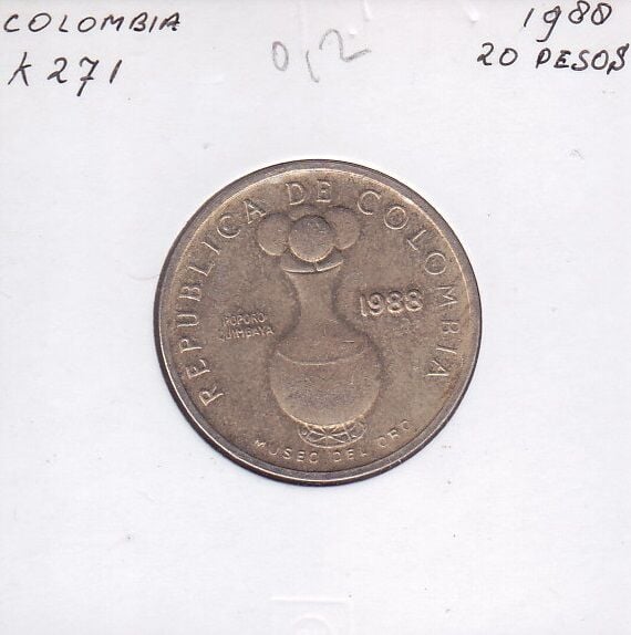 Kolombiya 20 Pesos 1988