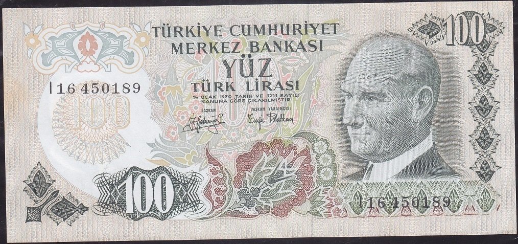 6.Emisyon 2.Tertip 100 Lira I16 450189 Ççt Çilaltı