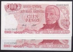 ARJANTİN 100 PESOS 1976 ÇİLALTI  - 10 ADET SERİ TAKİPLİ