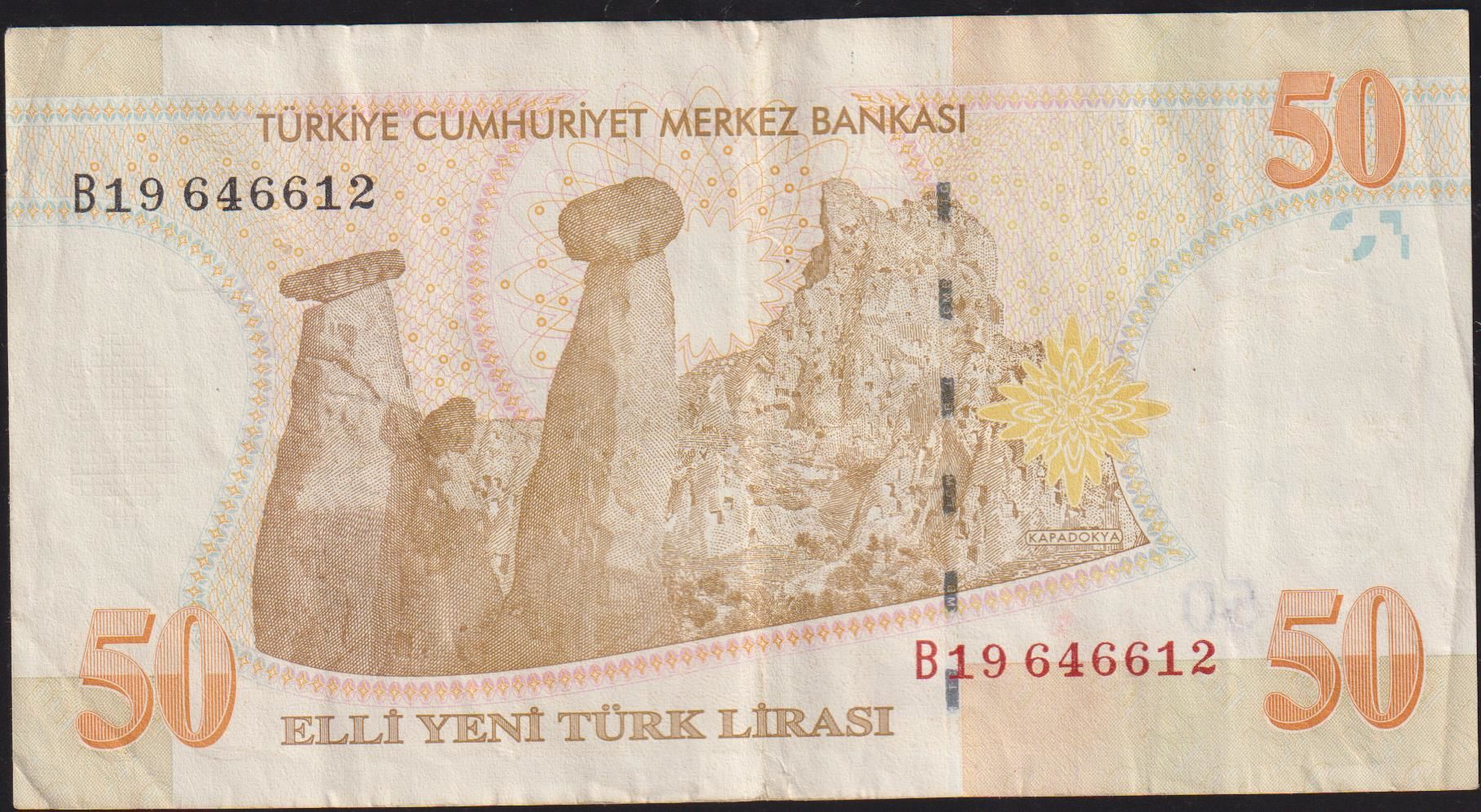 8.Emisyon 50 YTL B19 646612 Çok Temiz+