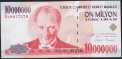 7.Emisyon 10.000.000 Lira D39 937379 Çok Temiz