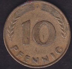 Almanya 10 Pfennig 1966 D