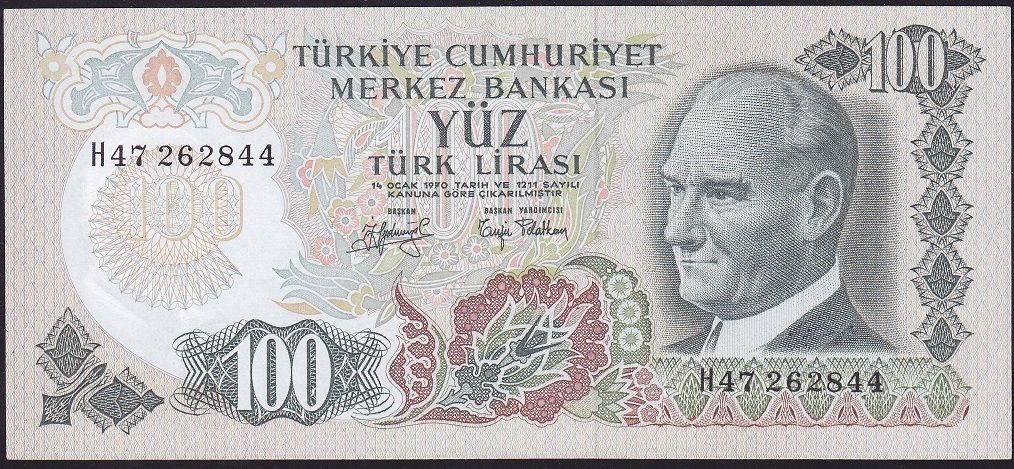 6.Emisyon 2.Tertip 100 Lira H47 262844 Çilaltı