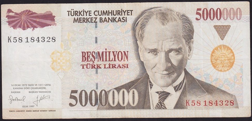 7.Emisyon 5 000 000 Lira K58 184328 Çok Temiz