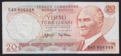 6.EMİSYON 3.TERTİP 20 LİRA G45 806348 ÇOK TEMİZ +