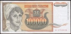 Yugoslavya 100000 Dinar 1993 Çok Temiz+