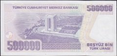 7.Emisyon 4.Tertip 500000 Lira L83 411282 Çilaltı Çil Bandrol baskı izi var