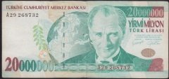 7.EMİSYON 20 000 000 LİRA A29 268732 ÇOK TEMİZ