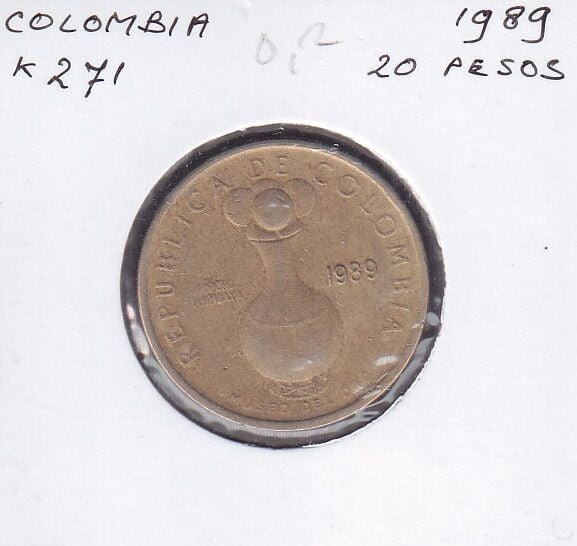 Kolombiya 20 Pesos 1989