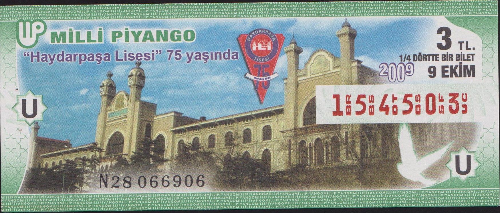 2009 9 Ekim Çeyrek Bilet - U Serisi